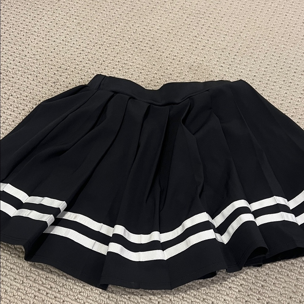 EleVen by Venus Williams Black Skater Skirt with White Stripes